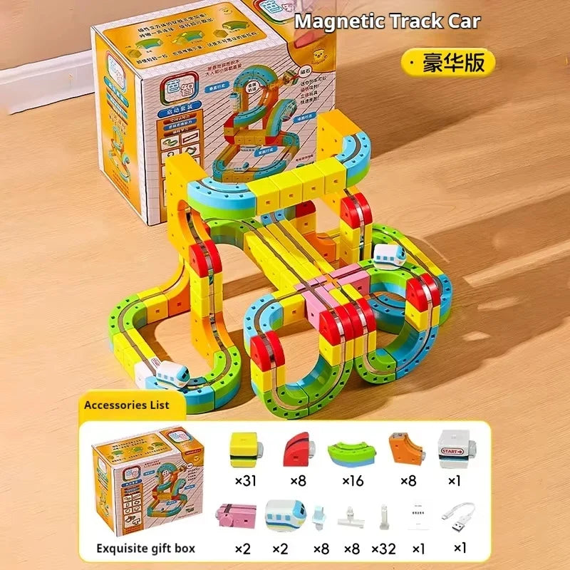 Montessori Toy 2025 Latest Educational Toys Assembly Magic Track Train Set Children'S Toys Non-Remote Control Rail Car Gift Box