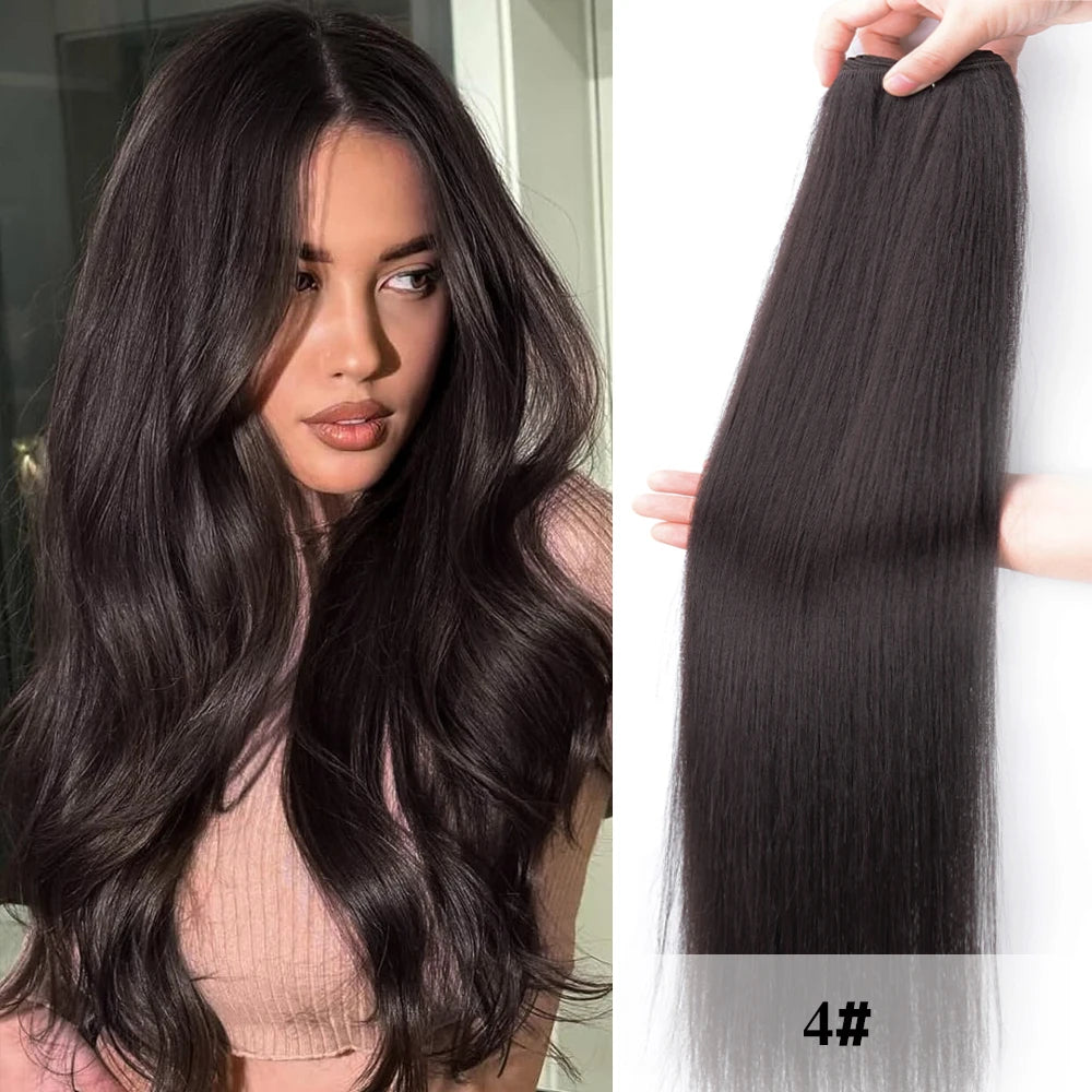 Bone Straight Hair Bundles Salon Smooth Hair Extensions High Temperature Super Long Synthetic Yaki Straight Hair Weaving