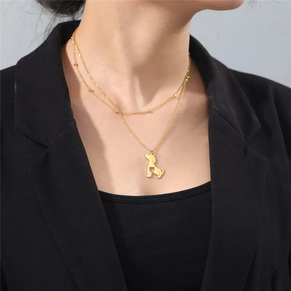 Skyrim Cat & Dog Pendant Necklace — Stainless Steel Animal Charm Jewelry