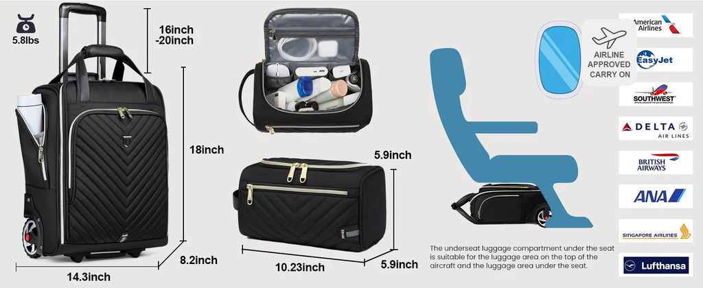 Laptop Bag Business Trolley Bags Carry-On Underseat Airlines Luggage Travel Bag with Wheels Women Men Briefcase for Men Women