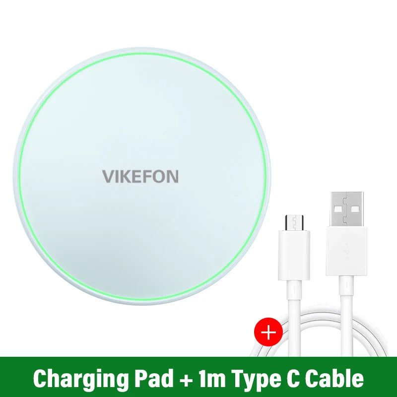 VIKEFON 30W Fast Wireless Charger Pad (Type-C, LED Indicator)
