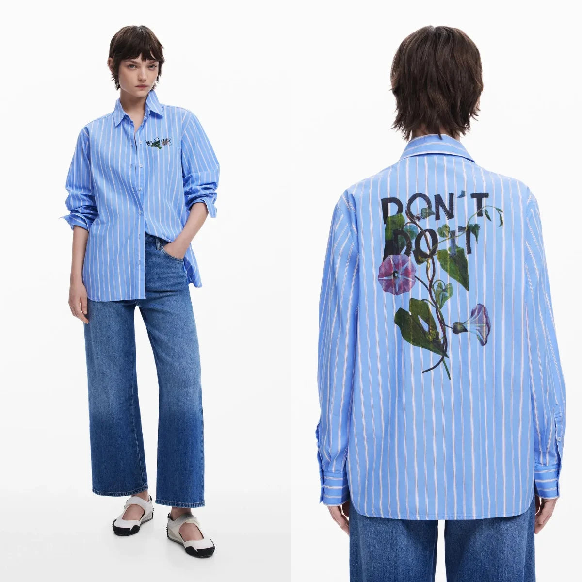 Women’s Square-Neck Striped Shirt — Long Sleeve, Loose Fit (2025 New)