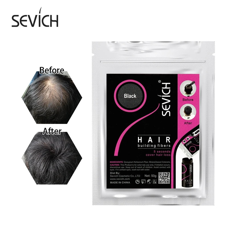 Sevich 10 Colors Hair Fiber 50g Hair Building Fiber Powder Keratin Instant Hair Growth Fiber Refill Hair Loss Hair Care Product