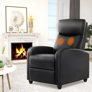 JHK Recliner Chair Massage Sofa Fabric Theater Lumbar Support Adjustable Modern Padded Seat Backrest Living Room Home Grey