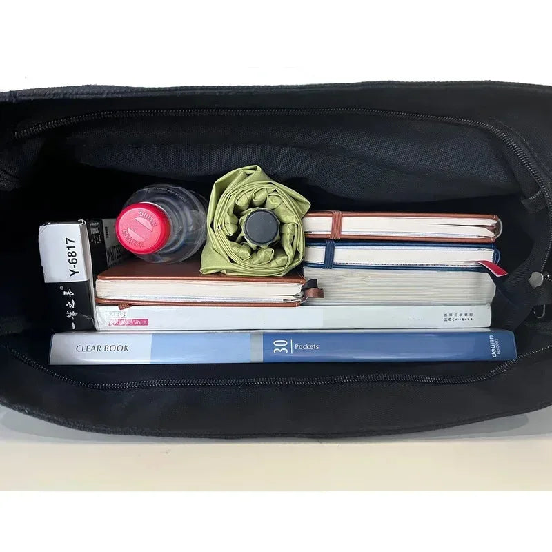 Women's Campus Messenger Bag Large Capacity Solid Color Canvas Shoulder Backpack Casual Handbag