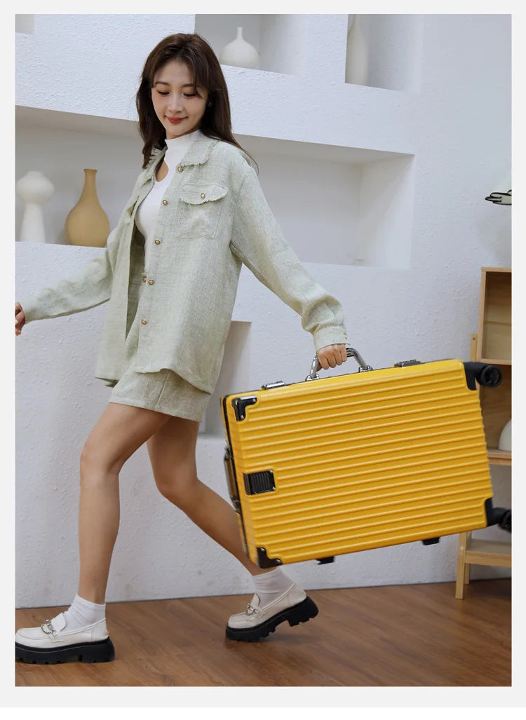 Luggage Suitcase Aluminum Frame 20 Trolley Case Universal Wheels 24 Female Male Students 26 Durable Password 28inch Leather Case