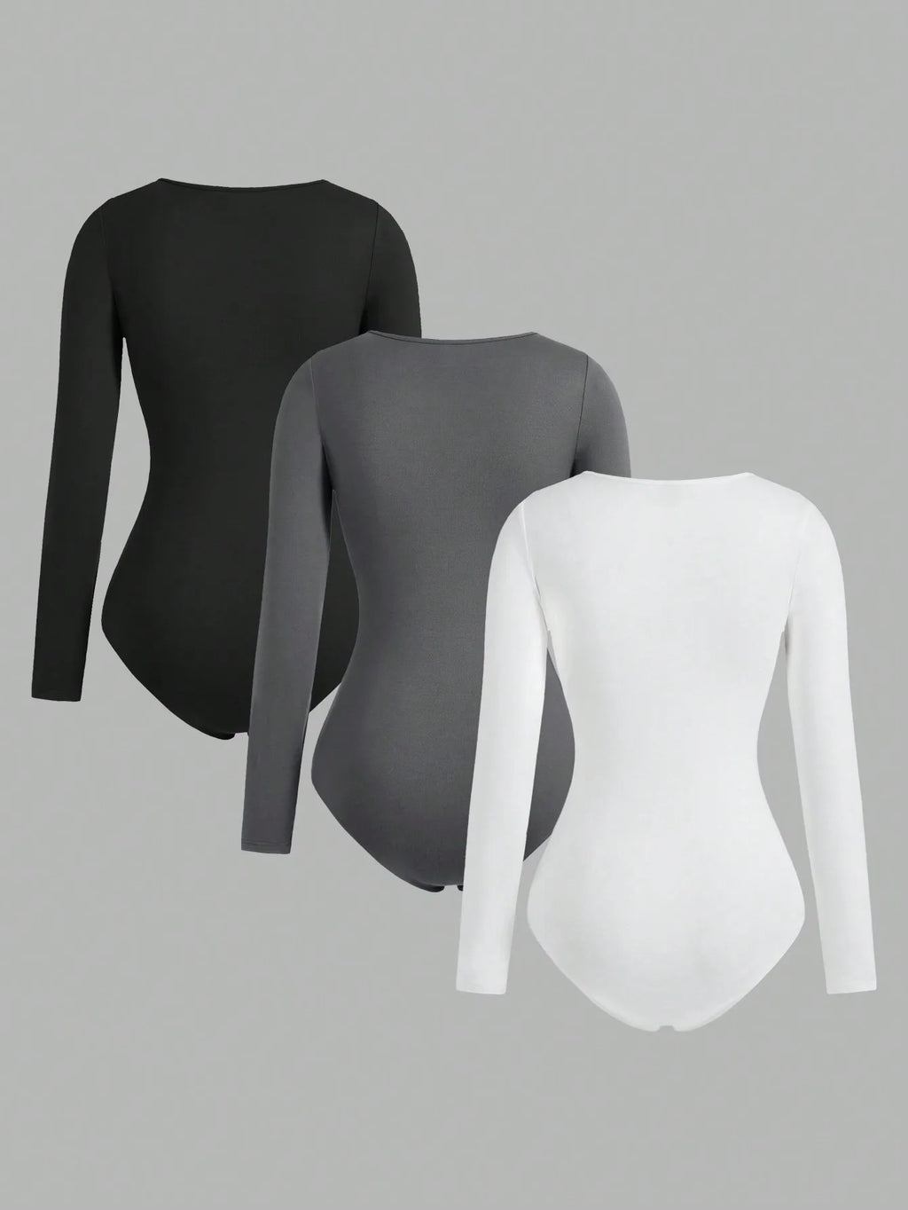 Women's Solid color Square Neck  Open Crotch One-Piece Bodysuit Long Sleeved Body  Lady Streetwear Female Warm Clothing