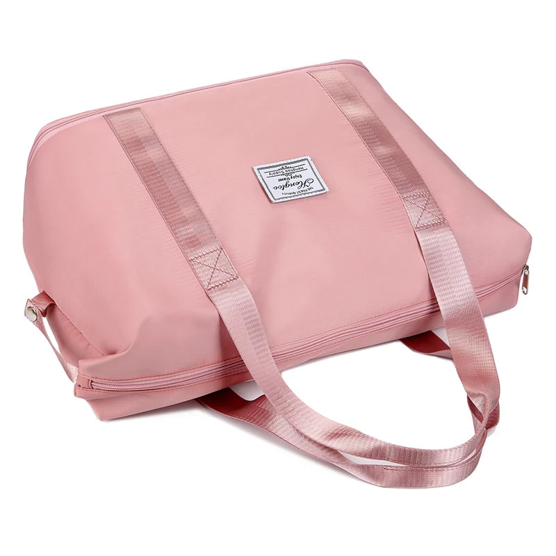 Extendable Women's Large Capacity Storage Luggage Handbag Leisure Travel Duffle Bag Waterproof Nylon Sports and Fitness Handbag