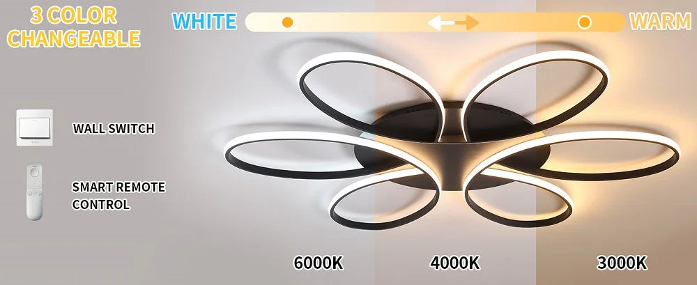 LIMIT LIGHT 6-Ring Modern LED Ceiling Lamp | Dimmable Flower Design