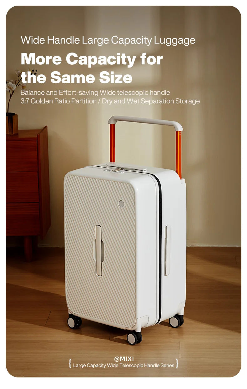 Mixi Large-Capacity Suitcase Trolley Case 26inch Checked in Hardside Rolling Wheels Luggage Wide Handle Travel Suitcases Trunk