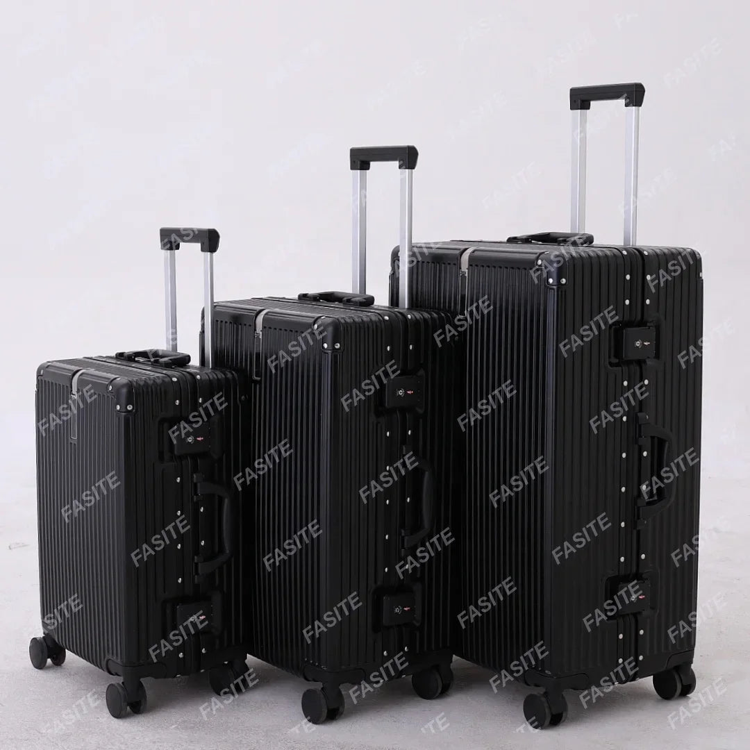 Luggage Travel Set Manufacturers Custom Aluminium 100%pc Hardshell Travel Trolley Carry on Suitcase Luggage with Wheels
