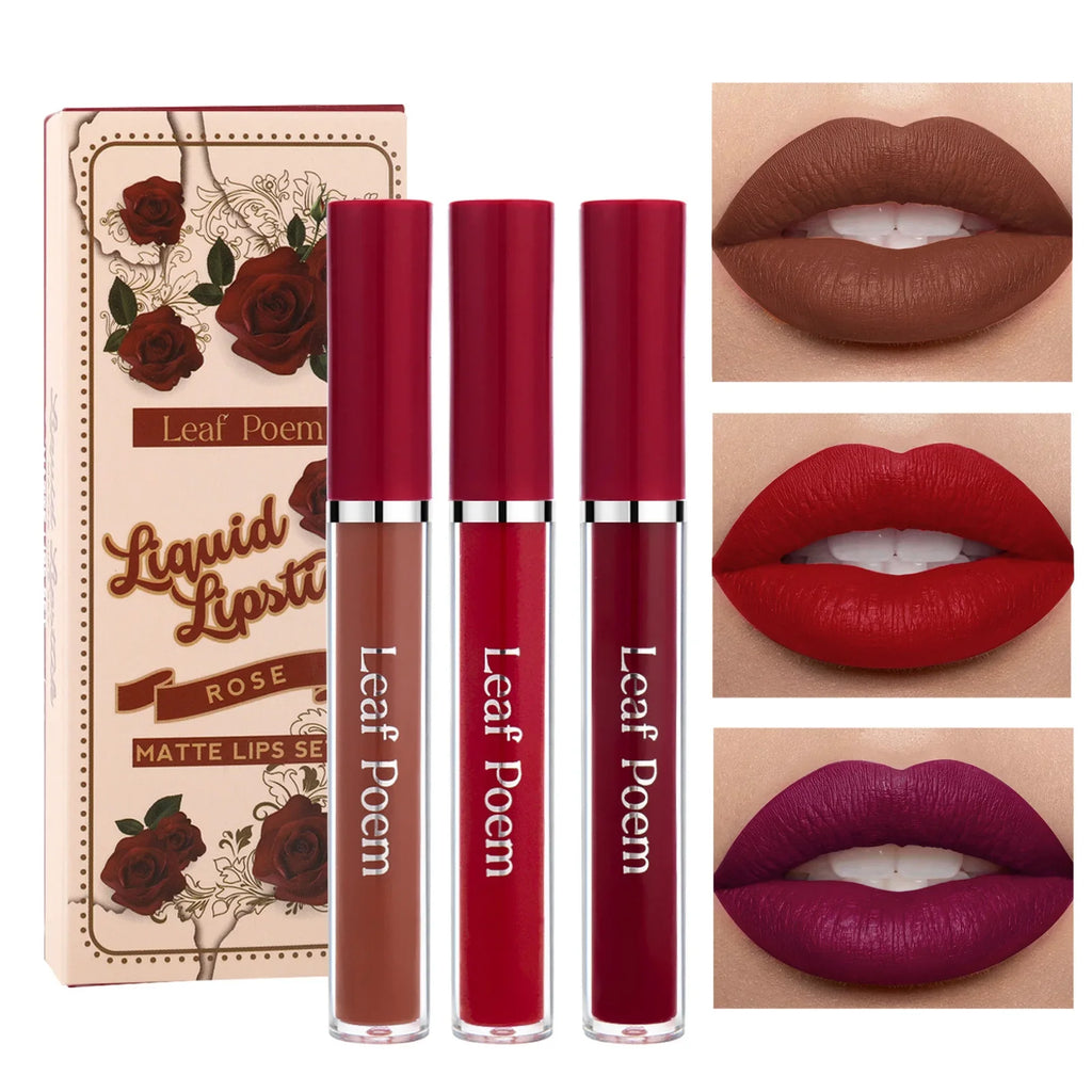Waterproof Long-lasting Velvet Matte Lip Gloss Set Strawberry Moisturizing Lipstick Kit Beauty Cosmetics Makeup Rose Lip Stain