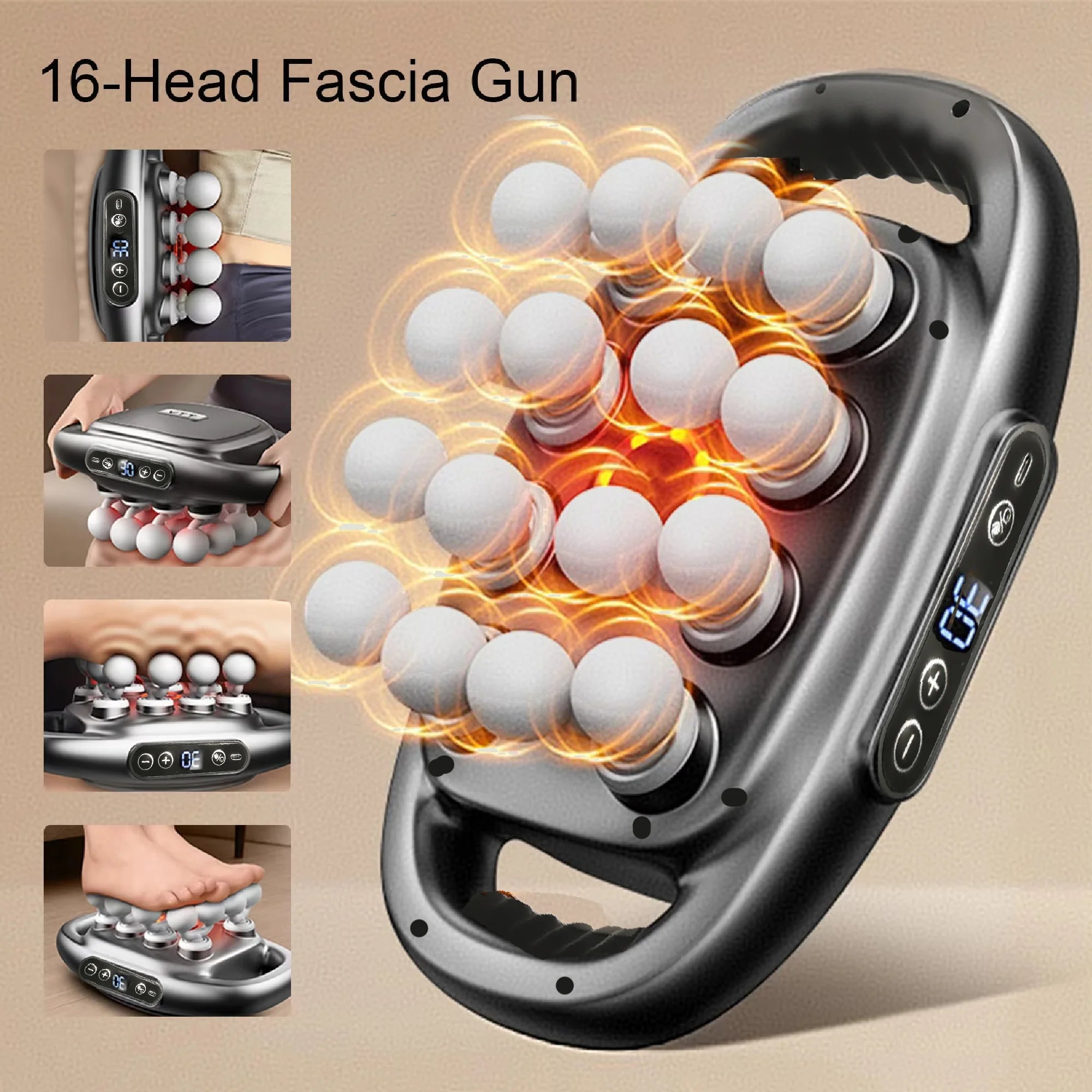 Massager Gun Set Deep Tissue Body Fitness Muscle Electric Relax Massager for Back Shoulders Legs Foot 16 Heads