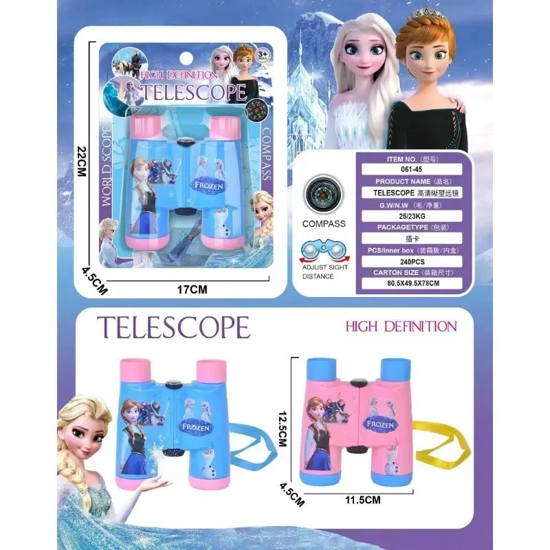 Disney Frozen Princess Elsa Telescope Kids Educational Learning Children Toys Cartoon Bird Watching Folding Telescope