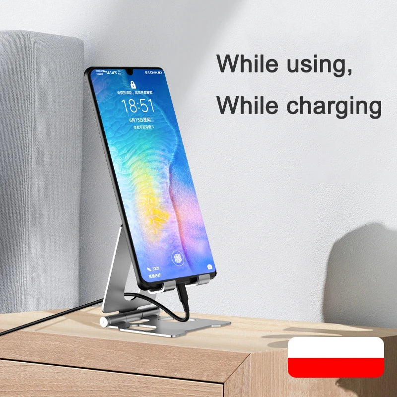 Metal Aluminum Alloy Foldable Phone Stand – Portable Desktop Holder for iPhone 13/14 Pro, Samsung, and All Smartphones