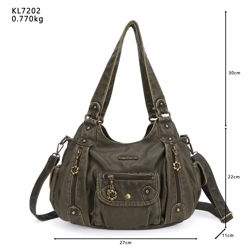 Women Handbags Satchel Top-handle Handbag Small PU Shoulder Bag 12.5”x4.4” Dumpling Pack Multi-pockets Shoulder Bags
