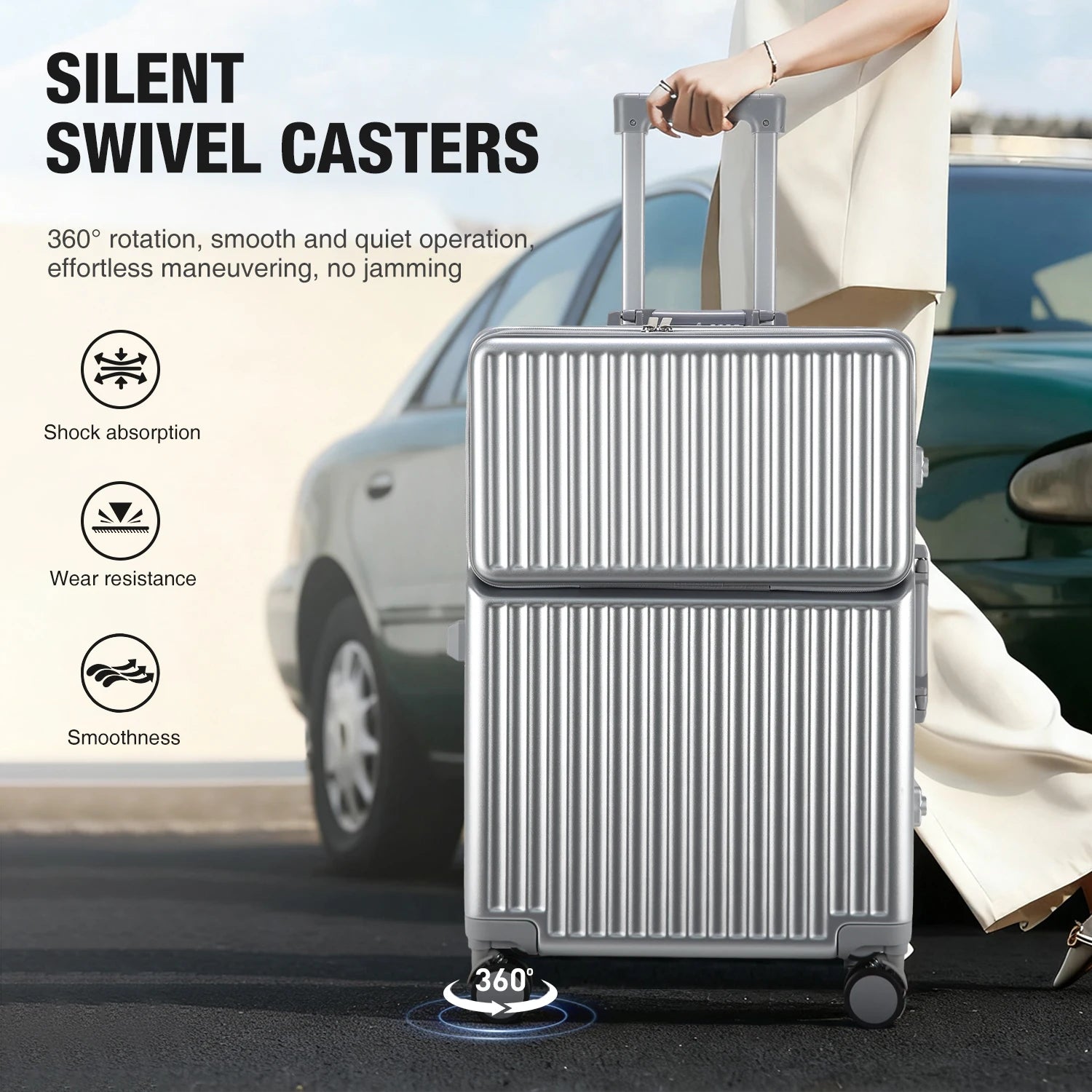 AIWEINY Aluminum Frame Suitcase PC Hard Shell Pressure-Resistant Travel Luggage, 360° Silent Swivel Wheels, with TSA Lock.