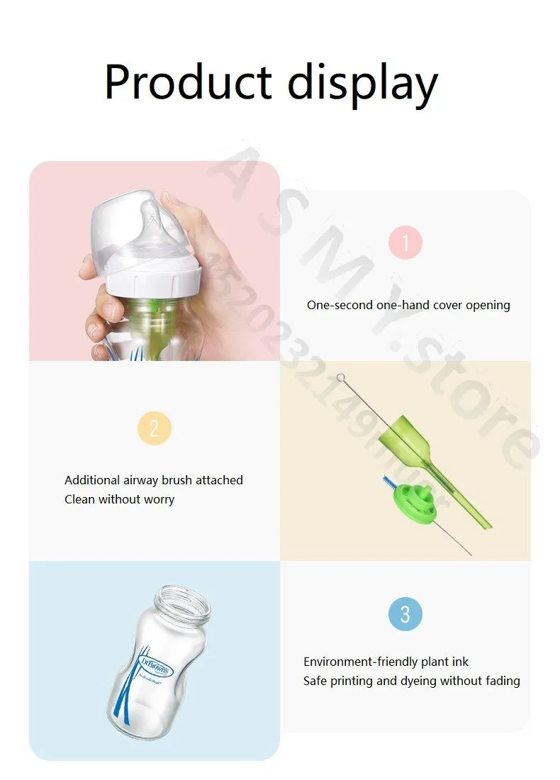 Dr. Brown’s Newborn Wide-Neck Glass Bottle – Anti-Colic Vent, Air–Liquid Separation (150 mL / 270 mL)