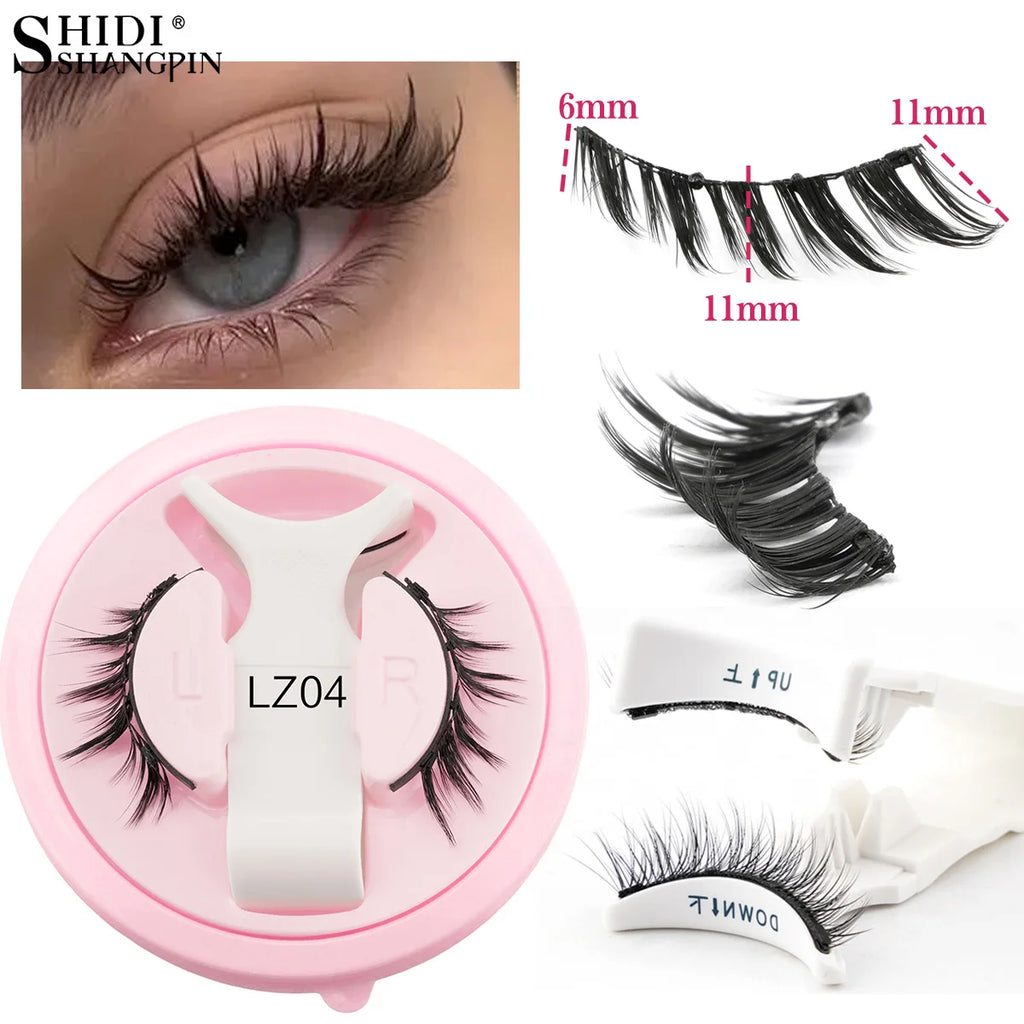 SHIDISHANGPIN 3D Magnetic False Eyelashes — Reusable, Glue-Free, Natural Long & Fluffy Look (1 Pair + Curler)