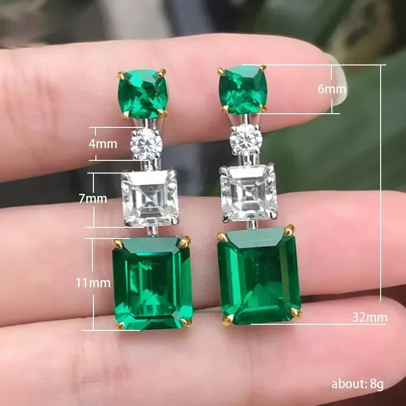 Green Crystal Drop Earrings | Elegant Zirconia Luxury Jewelry for Women