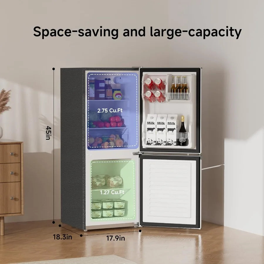 4.0 Cu.Ft Small Refrigerator with Bottom Freezer for Apartment Bedroom Dorm and Office Space-Saving Compact Fridge with Double