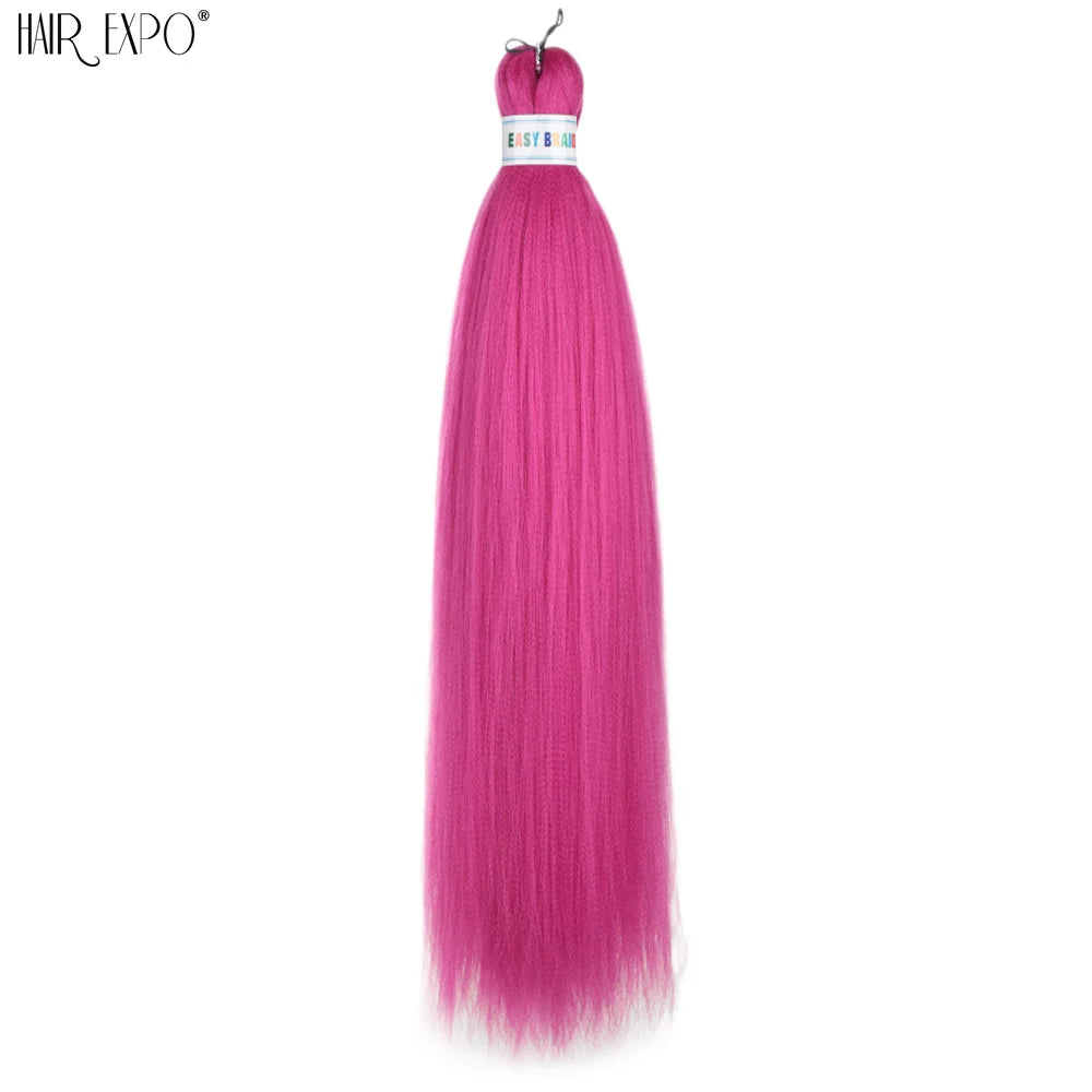 26Inch Easy Braids Hair Synthetic Colourful Pre Stretched Braiding Hair Extensions Jumbo Braids Ombre Yaki Long Straight Hair