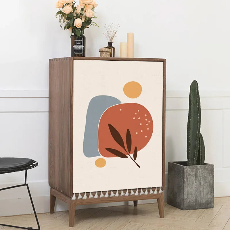 Nordic Style Plant Ins Cabinet Short Curtains Punch-free Half-curtain Dust Cover for Shoe Shelf Kitchen Storage Shelf Curtains