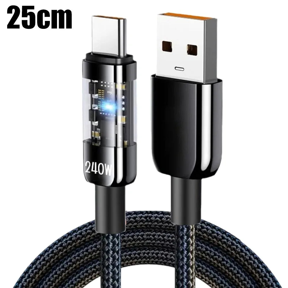 240W Super Fast USB A To Type C Cable USB C Charge For Xiaomi Huawei Samsung Mobile Phone Quick PD Cable Adapt For iPhone 15/16