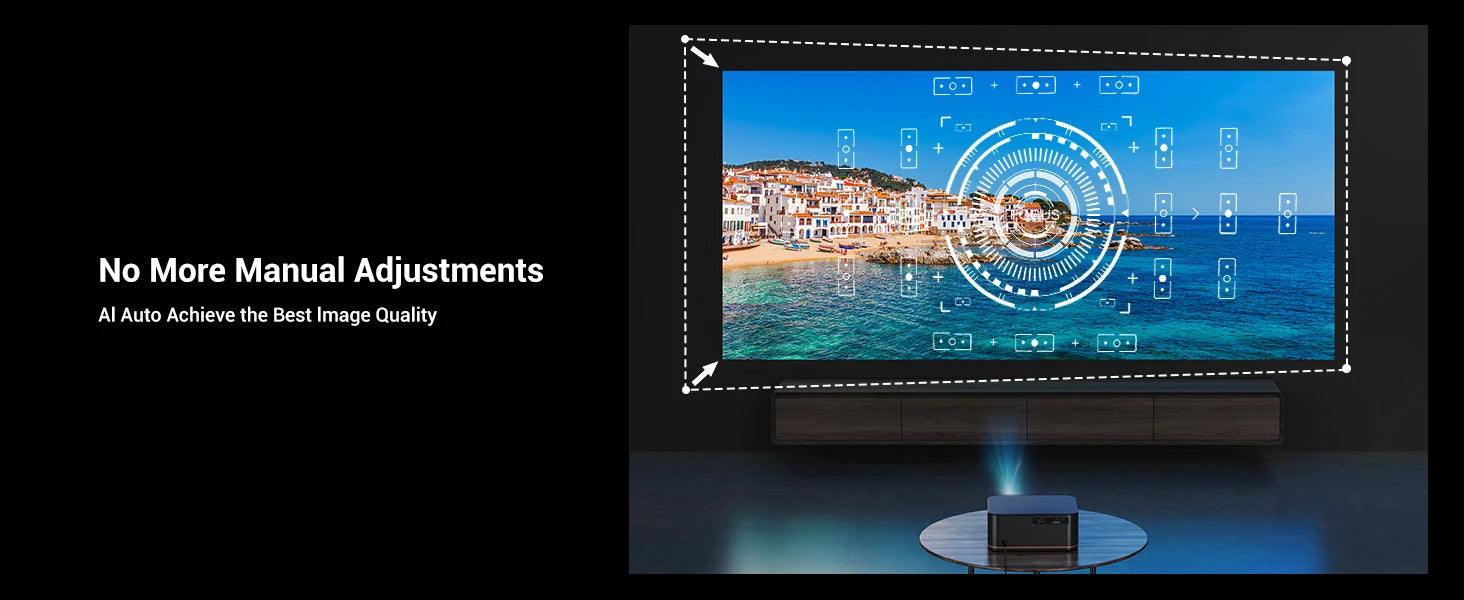 Happrun 4K Home Theater Projector (1500 ANSI, Auto Focus, Wi-Fi & Bluetooth)