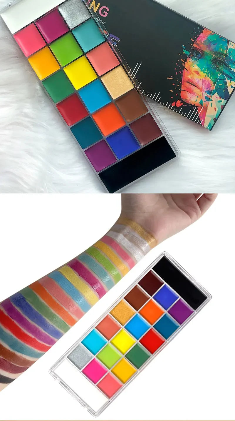 20 Color Sfx Children's Adult Painting Set Halloween Party Makeup Fancy Dress Beauty Palette Face Body Painting Oil and Brush