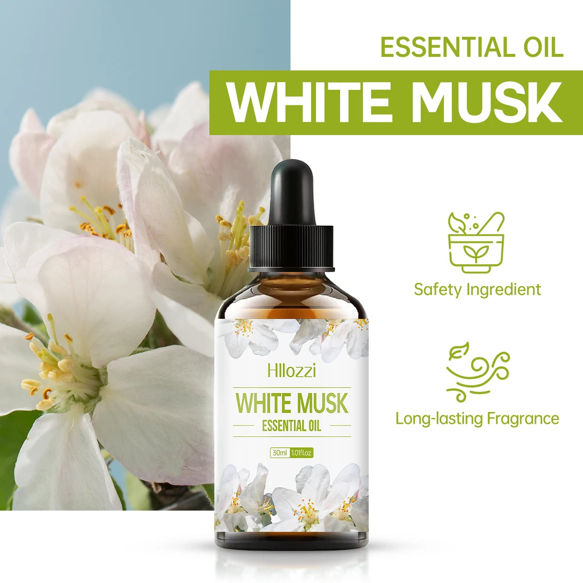 100ml-60ml-30ml WHITE MUSK,Suitable for body care and aromatherapy diffusers, spa, hair care, household products.