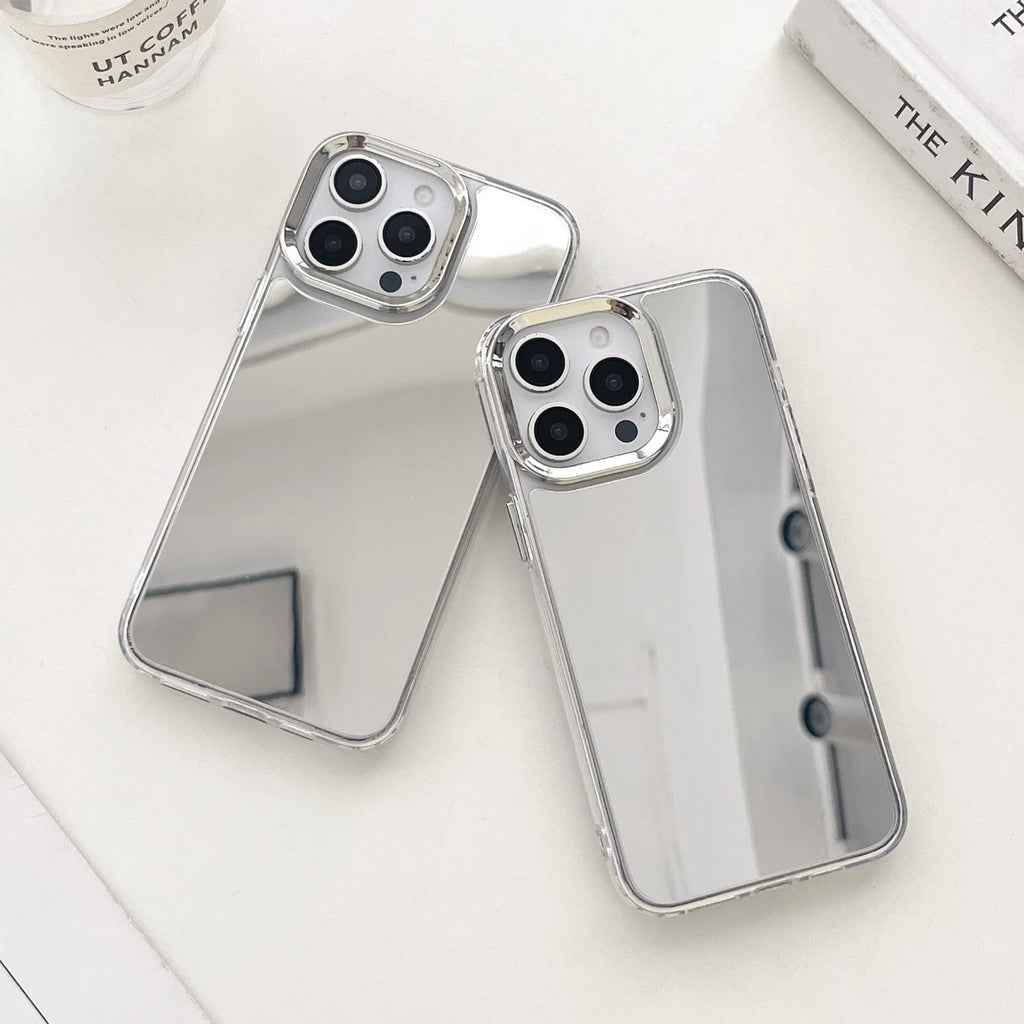 Luxury Plating Make Up Mirror Phone Case For iPhone 17 16 15 14 13 12 11 Pro Max XR X XS Hard Acrylic Shockproof Bumber Cover