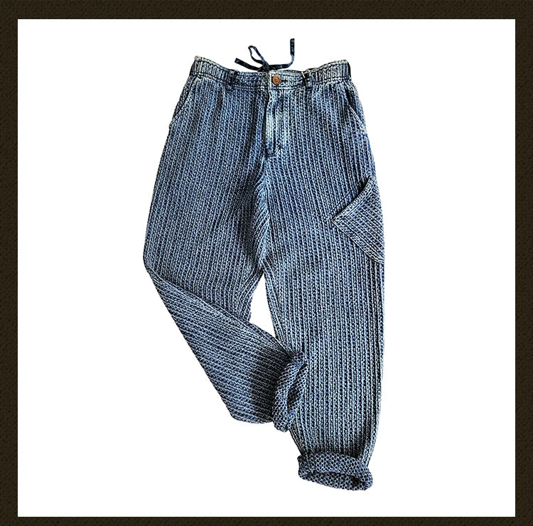 Men's Tapered Pants Retro Japanese Style Small Footed Trousers Cargo Pants Streetwear Men Clothing Vintage Mens Workwear Jeans