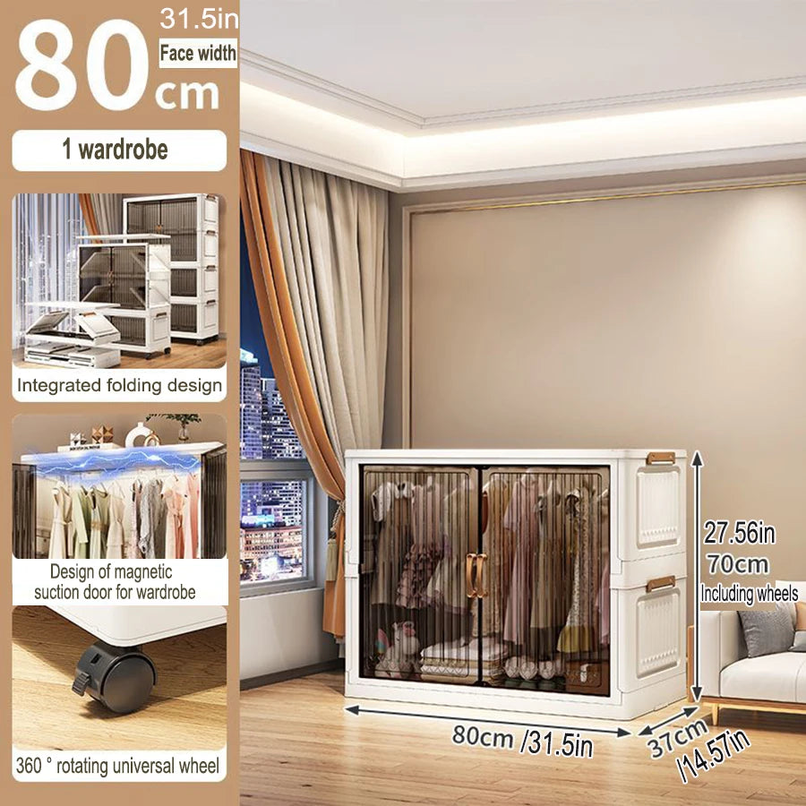 Multifunction Folding Storage Cabinet Dustproof Wardrobe Sundries Cabinet Closet Organizer Locker Storage Box