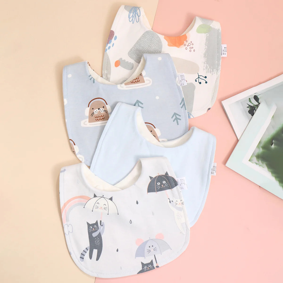 4pcs Cotton Soft Baby Adjustable Bibs Infant Bib Newborn Burp Cloths Bandana Scarf for Kids Boy Girls Feeding Saliva Towel