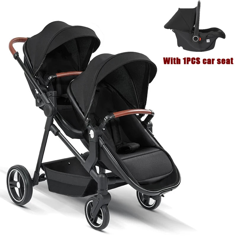 3in1 Twins baby stroller with car seat Lightweight small folded carry on baby carriage multifunctional baby strollers