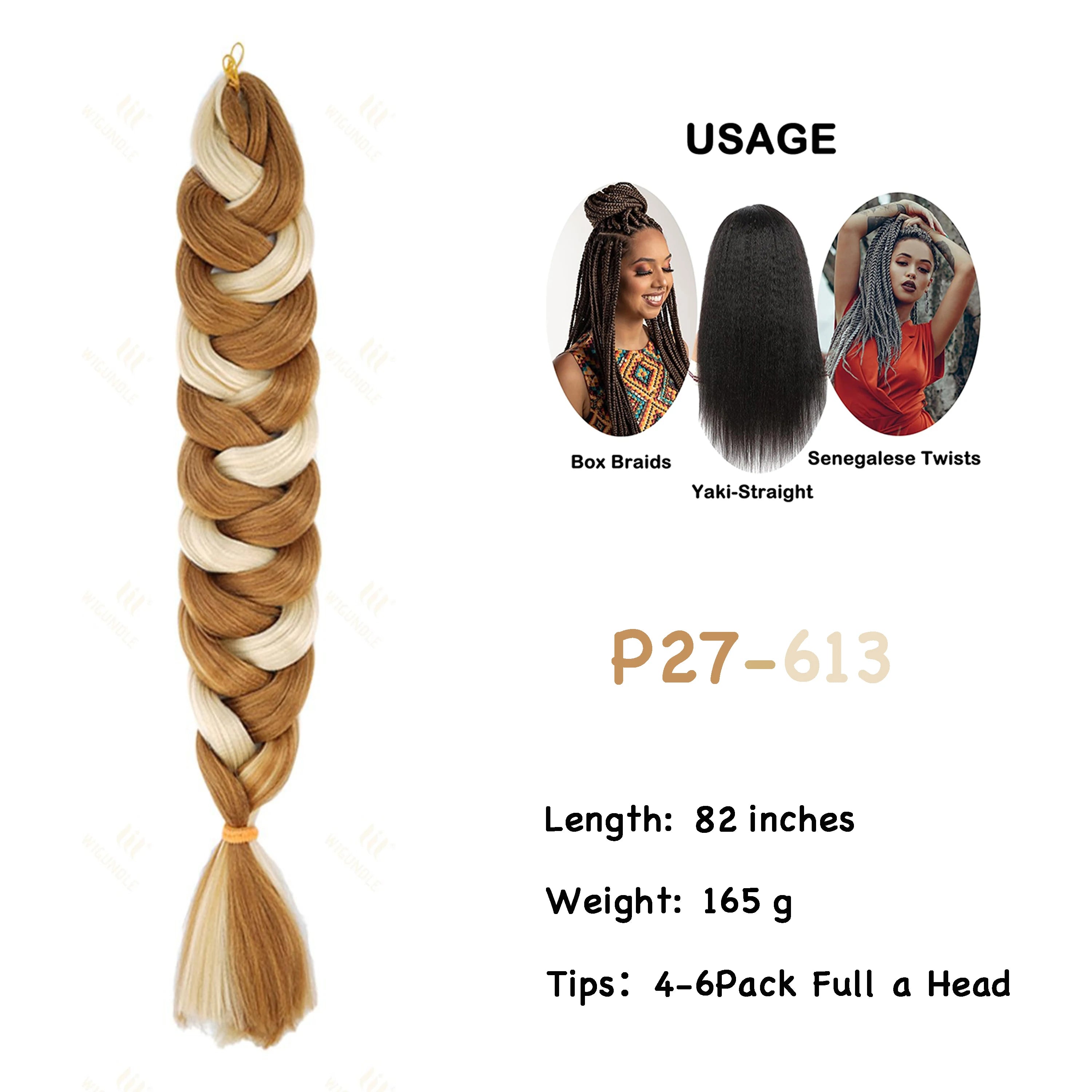Wigundle Jumbo Braiding Hair Extension 82Inch High Temperature Synthetic Braid For Women Twist Box Braids Crochet Hair
