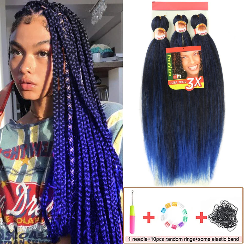 Braiding Hair Pre Stretched 26 Inch 3 Packs Yaki Braiding Hair For Braids Hot Water Setting Synthetic Crochet Hair Extensions