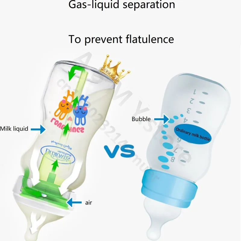 Dr. Brown's  Newborn baby glass bottle, wide caliber, anti-flatulence, gas-liquid separation 150ML/ 270ML
