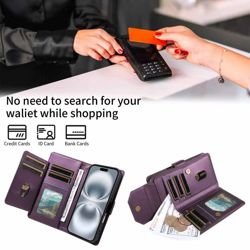 Leather Case For Samsung Galaxy S25 Ultra S24 S23 S22 S21 FE S20 S10 Plus Note 10 8 9 20 Edge Flip Wallet Multi-card Phone Cover