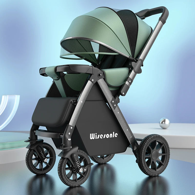 Upgraded Baby Strollers can Sit and Lie Down High Landscape Lightweight Folding Two-way Stroller Children Stroller