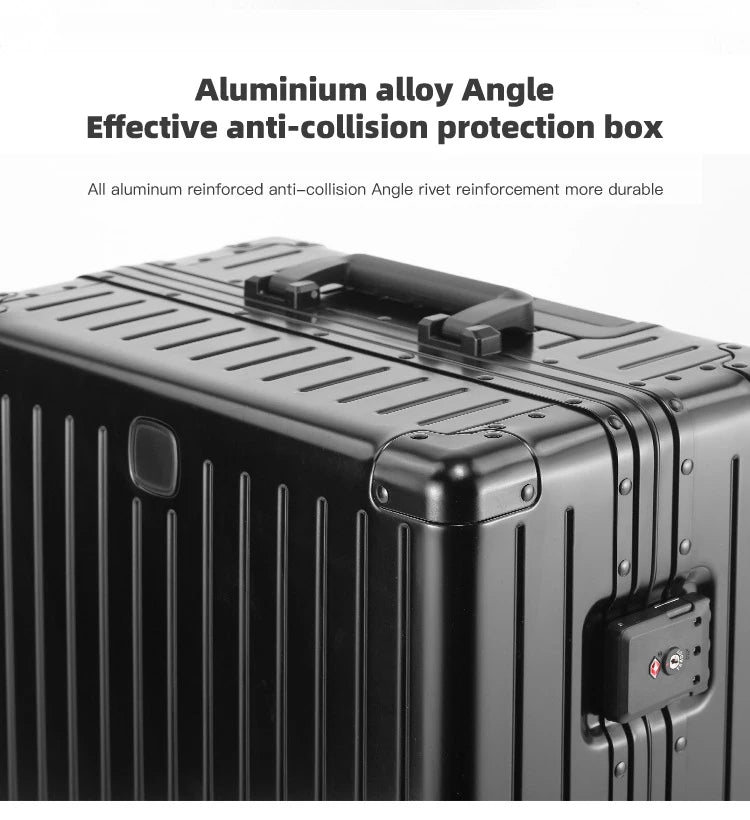 SUSHIMU 100% Aluminum-magnesium alloy Travel Suitcase Rolling Luggage 20/24/28 inch Trolley Luggage Carry-On Cabin Suitcase