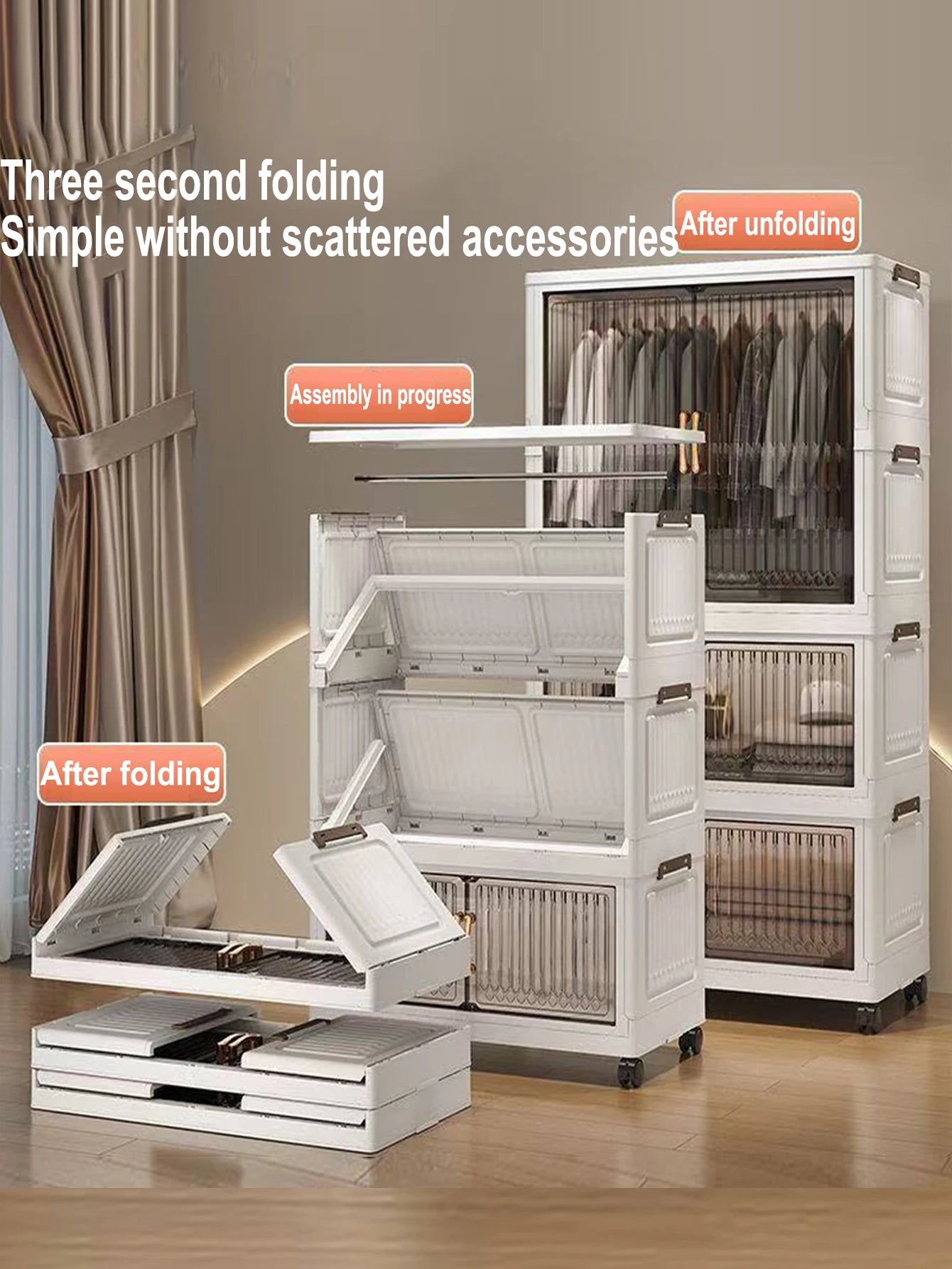 Multifunction Folding Storage Cabinet Dustproof Wardrobe Sundries Cabinet Closet Organizer Locker Storage Box