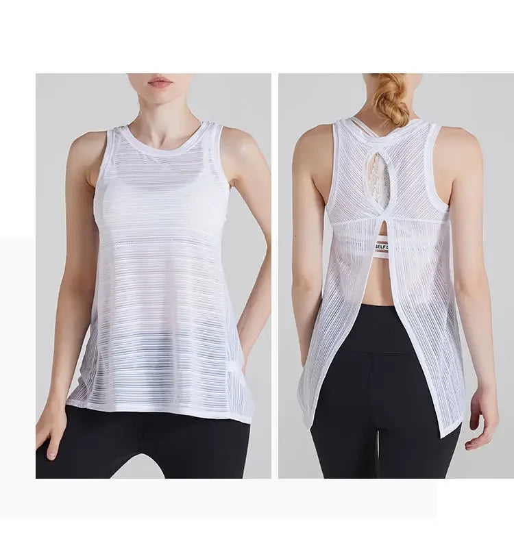 Fitness Yoga T-shirt Top Sexy Open Back Sport T-shirt Women Gym Tank top Loose Sportswear Breathable Workout Tank Top Sleeveless