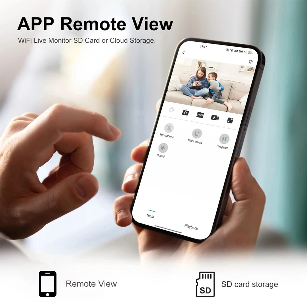 Mini Wifi HD 1080P Surveillance Camera with Adjustable Lens Remote Monitoring Home Security Wireless IP Camera Loop Record Cam