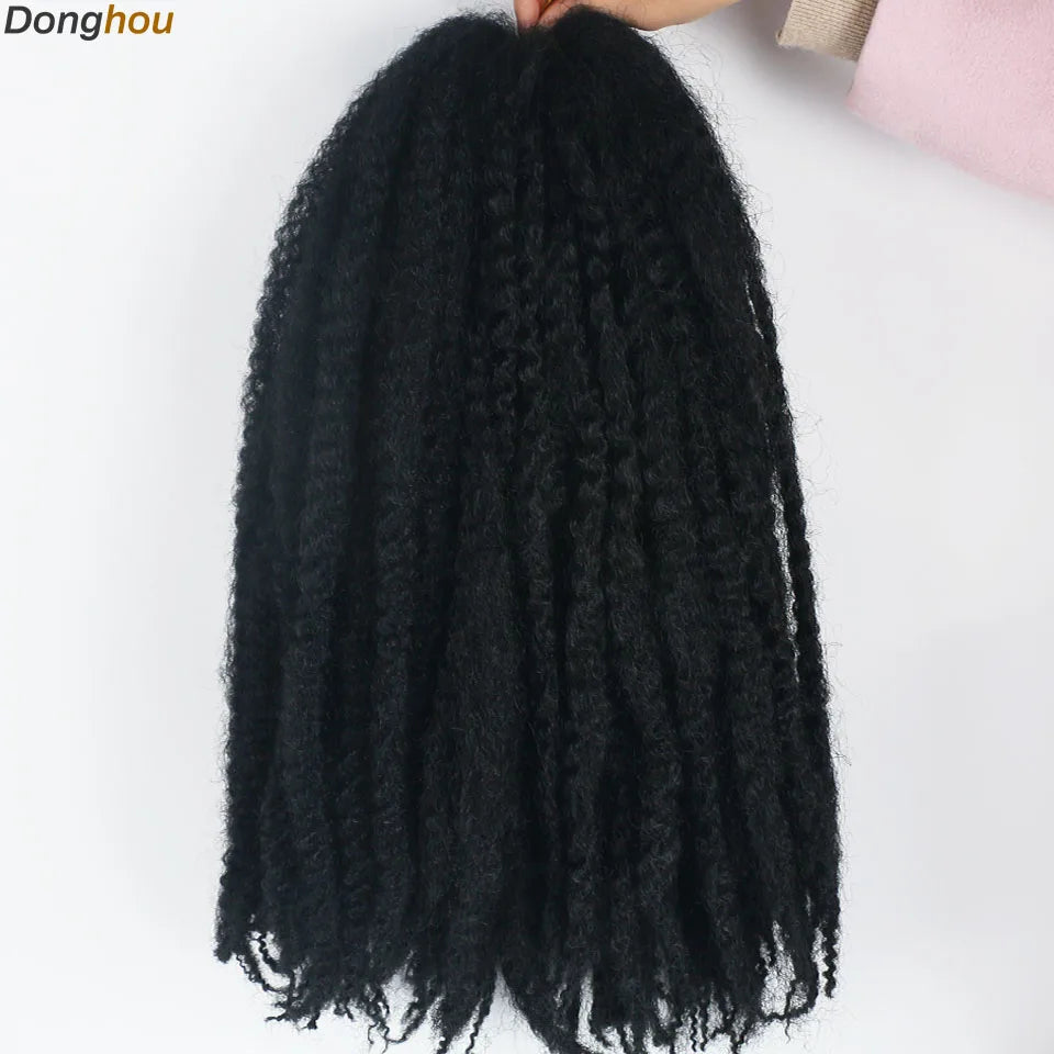 DONGHOU Marley Twist Braiding Hair — 18" Synthetic Afro Twist for Faux Locs & Crochet (1–6 Packs)
