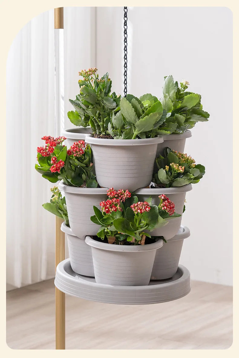 5-Pack Contemporary Stackable Self-Watering Planters