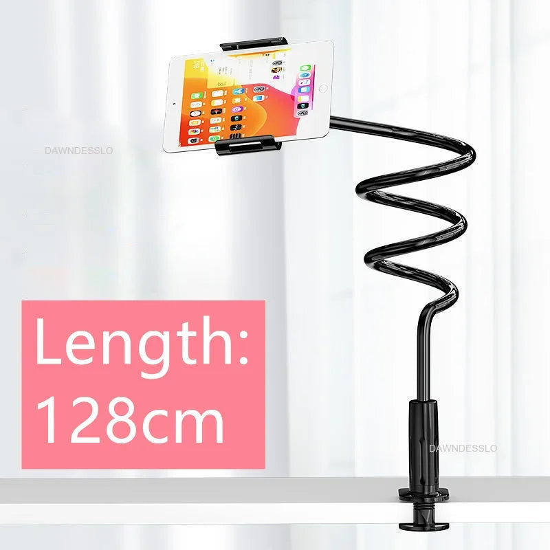 128cm Phone Holder Stand Lazy Bracket Headrest Bed 360 Flexible Long Arms Clamp Mount for IPhone Samsung and 3.5~6.7" Device