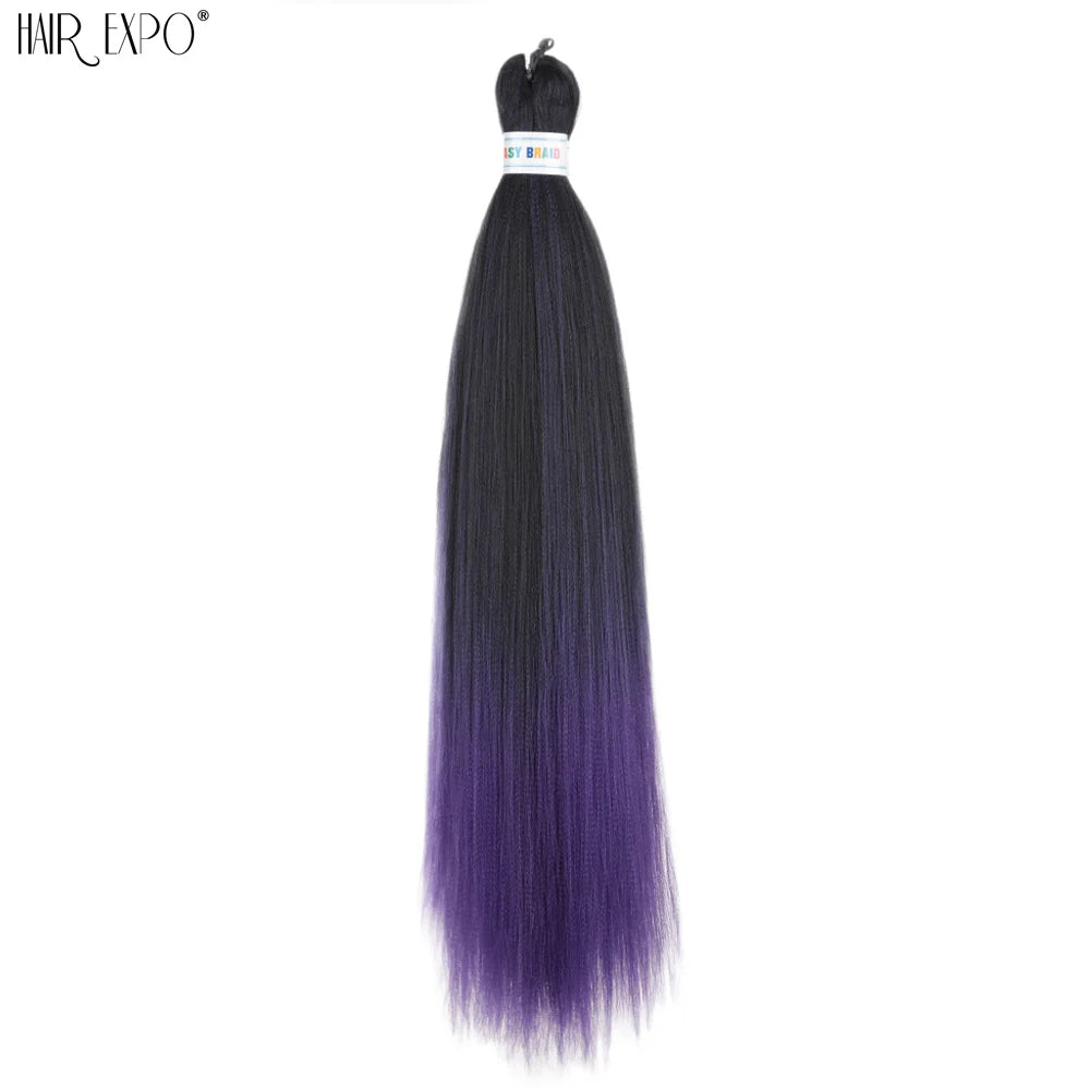 26Inch Easy Braids Hair Synthetic Colourful Pre Stretched Braiding Hair Extensions Jumbo Braids Ombre Yaki Long Straight Hair