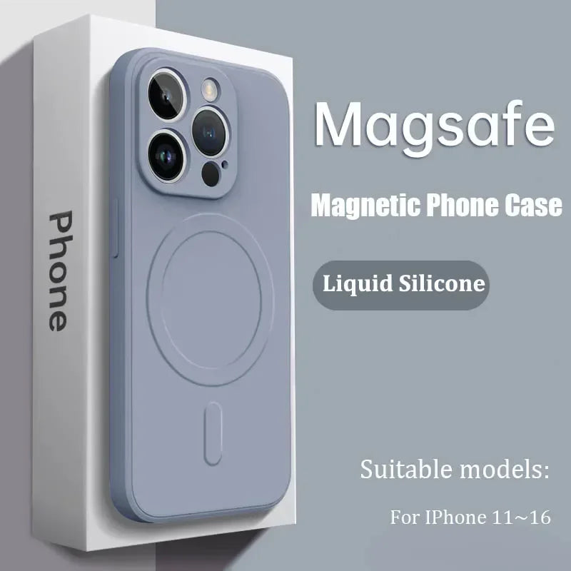 Luxury For Magsafe Liquid Silicone Soft Phone Case For IPhone 16 15 14 13 12 17 Pro Max Plus Magnetic Wireless Charging Cover